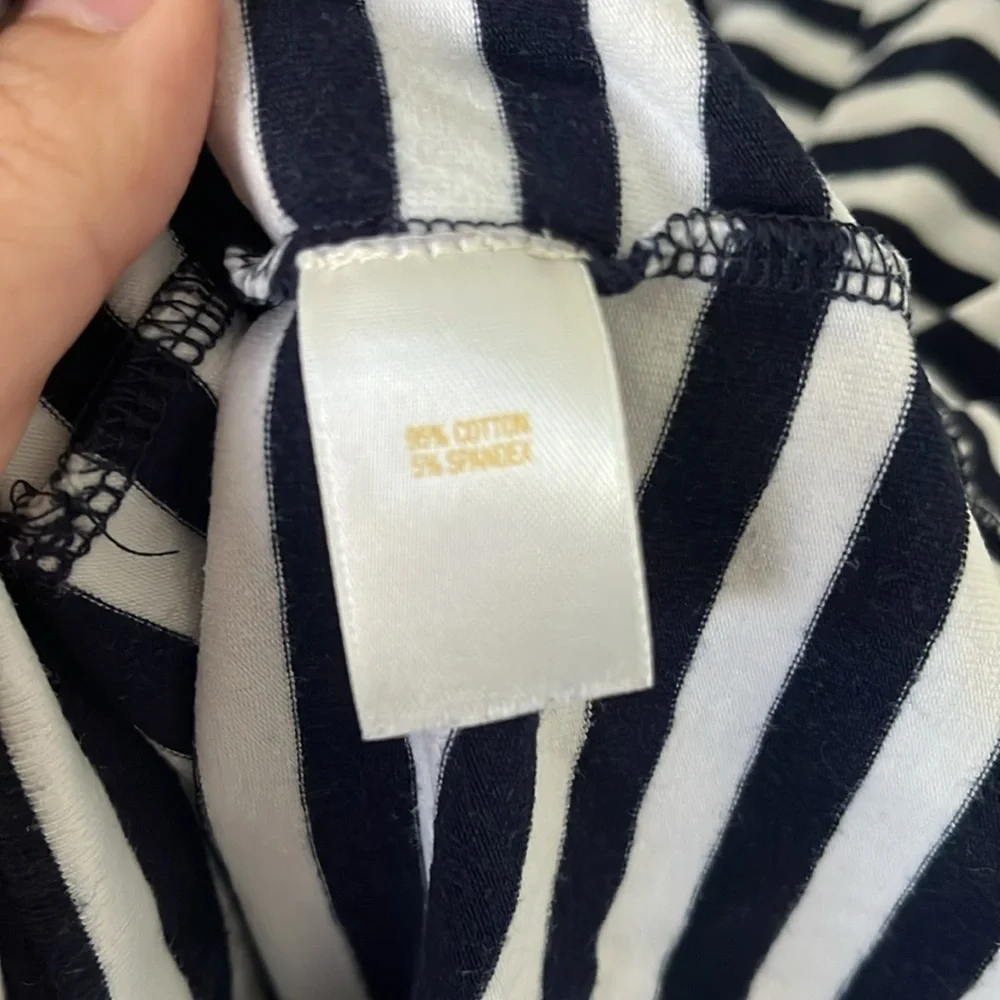 kate spade Black and White Striped Mini Dress with Ruffle Detail